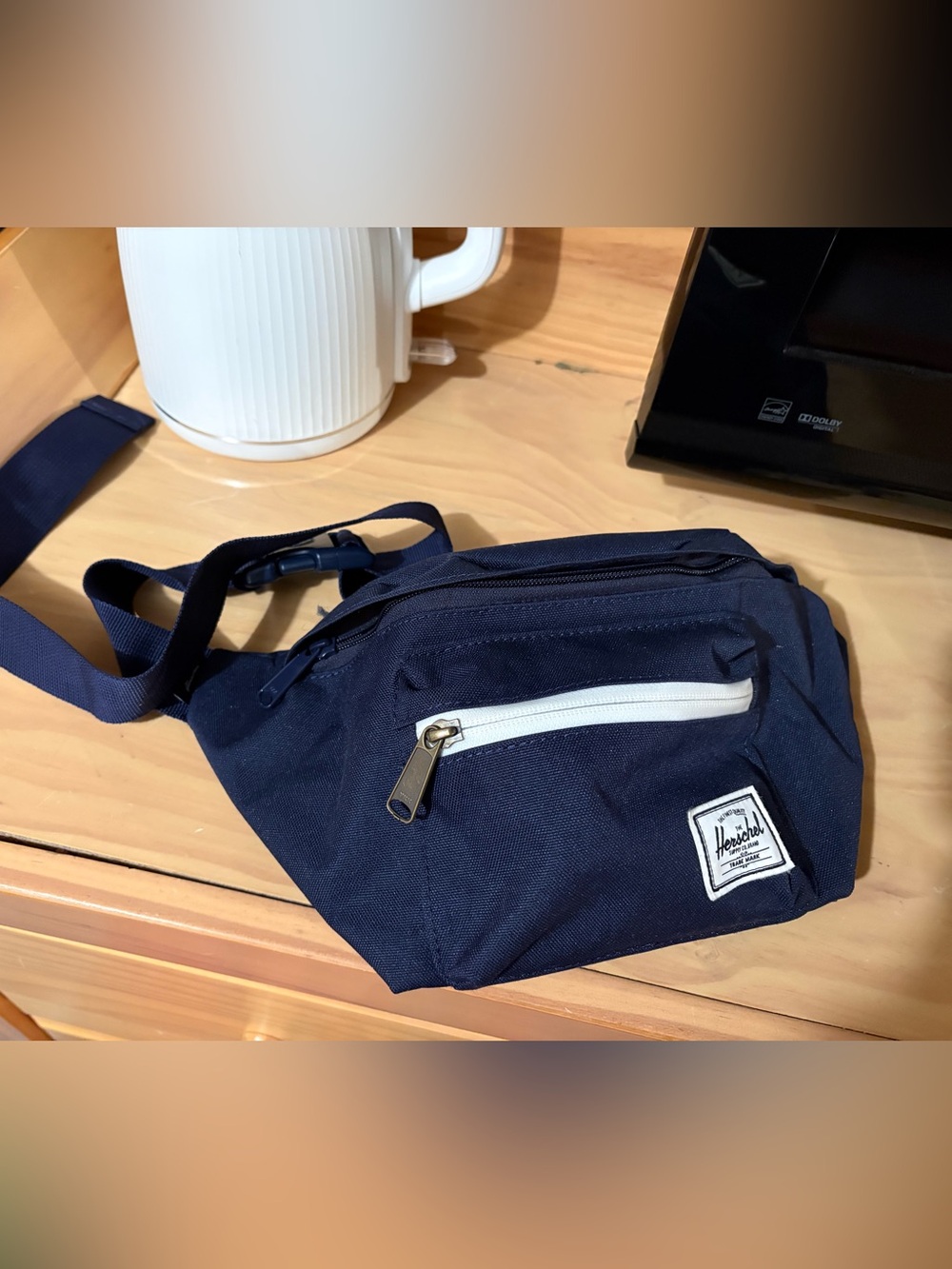 Herschel Supply Company Navy and White Waist Pack - Front Zip Belt Bag